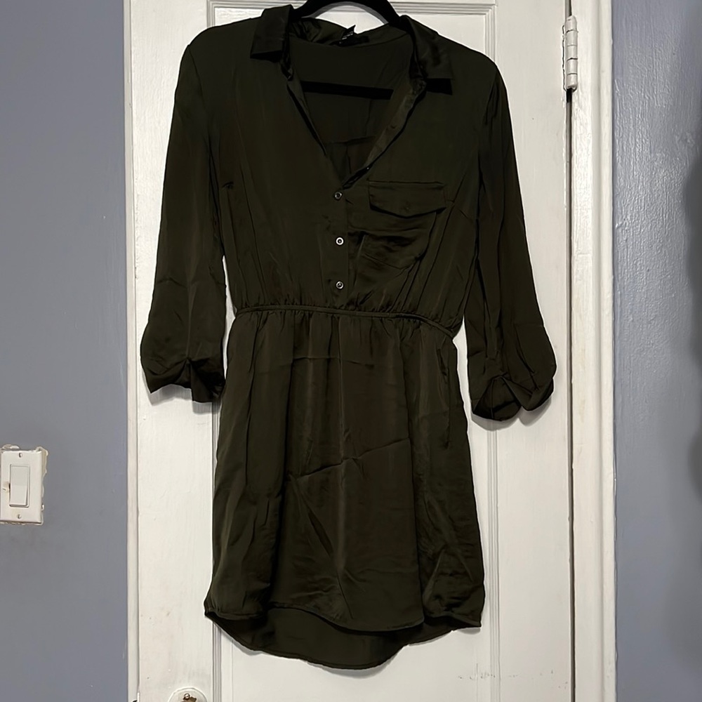 Army Green Satin Dress